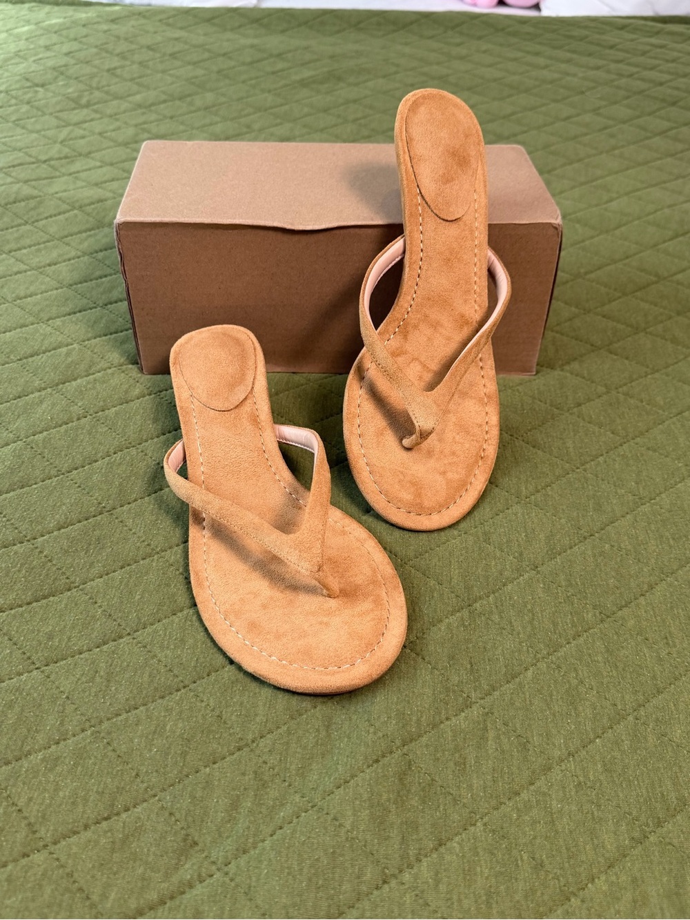 Suede Tan Women's Thong Sandals